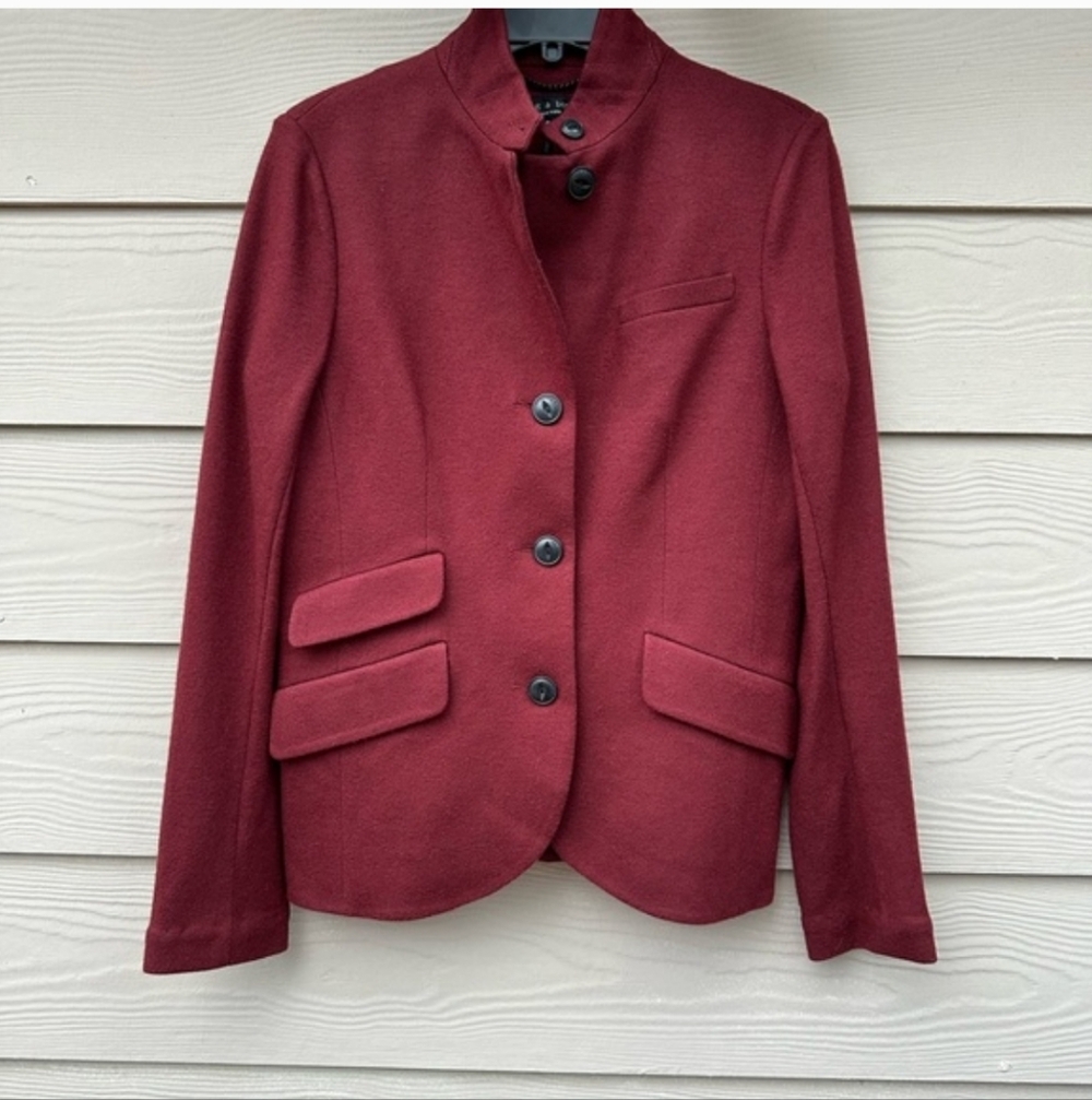 rag & bone Slade Blazer  Burgundy Sz 4 - Picture 14 of 16